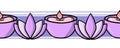 Lilac seamless pattern. Lotus, Scented Candles, Relaxation and spa, Seamless horizontal pattern, Border