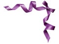 Lilac silk ribbon bow in corner composition