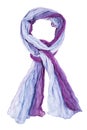 Lilac silk scarf isolated on white background.