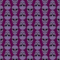 Lilac skulls on a purple background