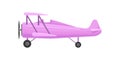 Lilac small vintage plane, light aircraft vector Illustration on a white background Royalty Free Stock Photo