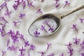 Lilac Sugar In Spoon On WoodenTable