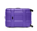 Lilac suitcase plastic. lying on its side