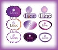 Lilac text inside different shapes