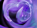 Lilac transparent backlit heart. Imitation of a glass heart. Abstract fractal background. 3d