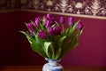 A lilac tulip bud. Macro. Lilac Tulips. Bud, petals, bouquet
