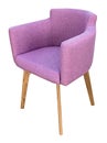 Lilac velours modern chair with wingback side view isolated white background