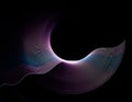The lilac and violet wave travels along a semicircular surface. Graphic design element on black background.