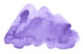 Lilac watercolor spot in soft pastel colors, natural stain on a paper backing. Isolated frame