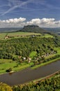 Lilienstein mesa above the river Elbe. Royalty Free Stock Photo