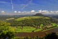 Lilienstein mesa above the river Elbe. Royalty Free Stock Photo