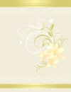 Lilies with floral ornament. Card Royalty Free Stock Photo