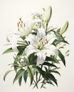 Lilies: A White Flower with Green Leaves and a Highly Tracing Sa