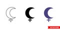 Lilith Symbol icon of 3 types color, black and white, outline. Isolated vector sign symbol