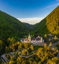 Lillafured, Hungary - Aerial view of the famous Lillafured Castle in the mountains of Bukk near Miskolc on a sunny summer morning