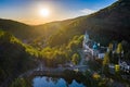 Lillafured, Hungary - Aerial view of the famous Lillafured Castle in the mountains of Bukk near Miskolc on a sunny summer morning