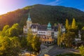 Lillafured, Hungary - Aerial view of the famous Lillafured Castle in the mountains of Bukk near Miskolc on a sunny summer morning Royalty Free Stock Photo
