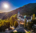 Lillafured, Hungary - Aerial view of the famous Lillafured Castle in the mountains of Bukk near Miskolc on a sunny summer morning