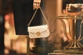 LILLE, FRANCE - FEBRUARY 21,2024 : Bag Louis Vuitton in the shop window at store. Royalty Free Stock Photo