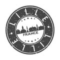 Lille France Round Stamp Icon Skyline City Design badge.