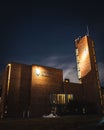 Lillestrom town hall at night Royalty Free Stock Photo