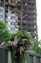 Lillies at Grenfell Tower disaster Royalty Free Stock Photo