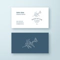 Lilly Flower with Bourgeon Vector Sign or Logo and Business Card Template. Premium Stationary Realistic Mock Up. Modern