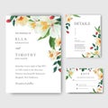 Lilly, rose, magnolia flowers watercolor bouquets invitation card, save the date, wedding invitation cards design. Illustration ve Royalty Free Stock Photo