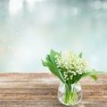 Lilly of valley on wood Royalty Free Stock Photo