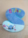 Lilo & Stitch, Disney cartoon character Stitch pillow, blue S-shaped cushion.