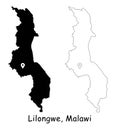 Lilongwe Malawi. Detailed Country Map with Location Pin on Capital City.