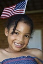 Lilttle girl with American flag