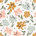 Seamless pattern with blooming lily buds.