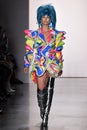 Lily Aldridge walks the runway for Jeremy Scott during NYFW