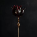Lily With Black Tulip And 24k Gold Stem In Studio Photography