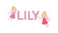 Lily female name with cute fairy