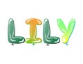 Lily female name design text balloons