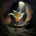 Lily flower in a hole in the wall, 3d illustration.Generative AI Royalty Free Stock Photo