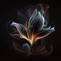 Lily flower. Shining magical neon flower isolated on a black background