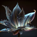 Lily flower. Shining magical neon flower isolated on a black background