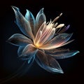 Lily flower. Shining magical neon flower isolated on a black background