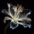 Lily flower. Shining magical neon flower isolated on a black background