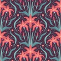 Lily flowers ornamental seamless pattern with floral elements. Texture for wallpapers, fabric, wrap, web page backgrounds, vector