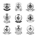 Lily Flowers Royal symbols emblems set. Heraldic Coat of Arms de