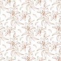 Lily pattern, Floral pattern modern, Elegant golden lilies drawn by a thin line. Vector flowers seamless pattern Royalty Free Stock Photo