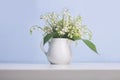 Lily of the valley flowers bouquet in jug Royalty Free Stock Photo