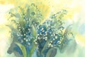 Lily of the valley watercolor background