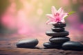 Lily zen spa stones. Generate Ai Royalty Free Stock Photo