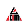 LIM triangle letter logo design with triangle shape. LIM triangle logo design monogram. LIM triangle vector logo template with red