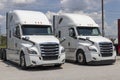 Freightliner Semi Tractor Trailer Trucks Lined up for Sale. Freightliner is owned by Daimler Trucks